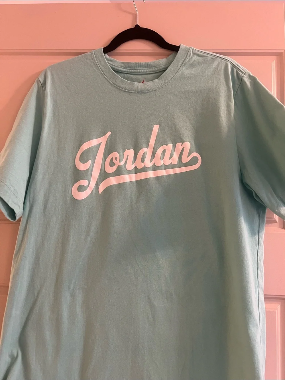 Jordan Mint Green Tee with Red Jumpman and White Script